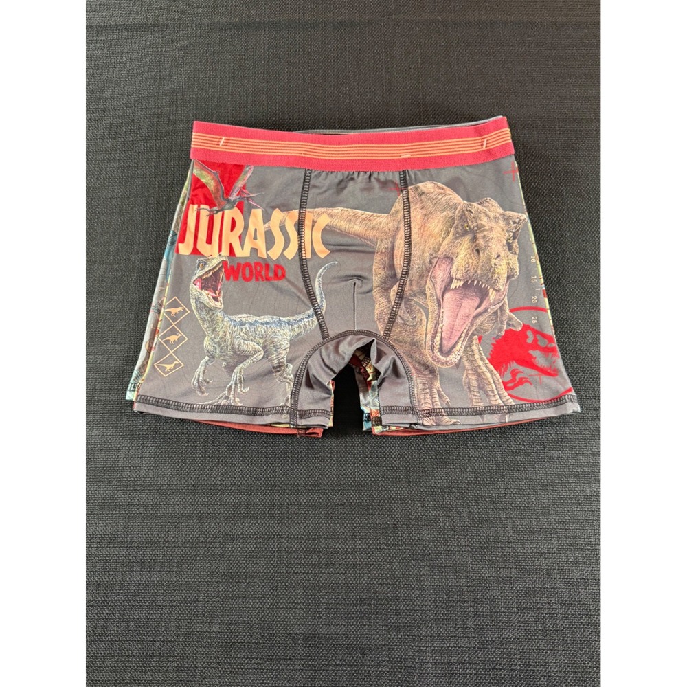 Jurassic World Boys Boxer‎ Briefs 4 Pack Dinosaur Underwear Size L 8 Gray Red